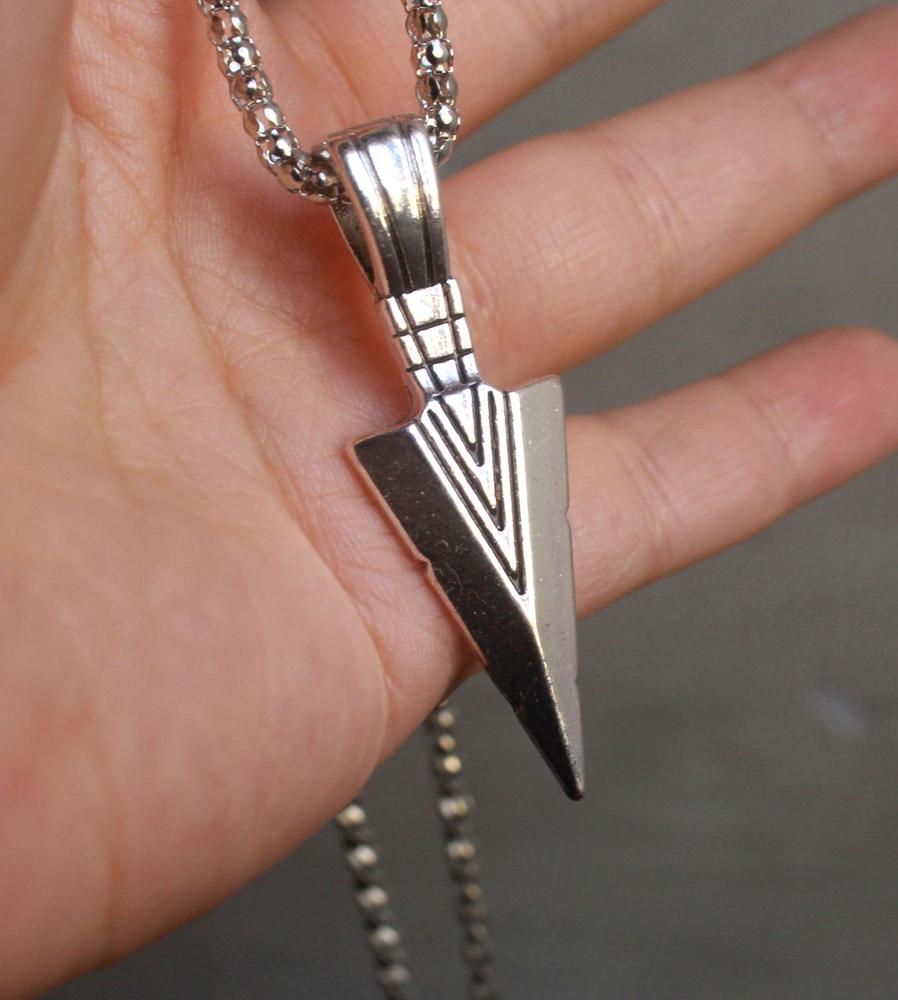 Men Silver Arrow Pendant Necklace Trendy Fashion