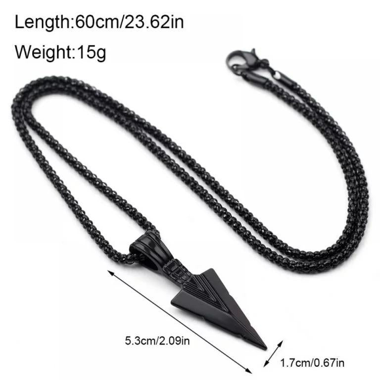 Men Silver Arrow Pendant Necklace Trendy Fashion